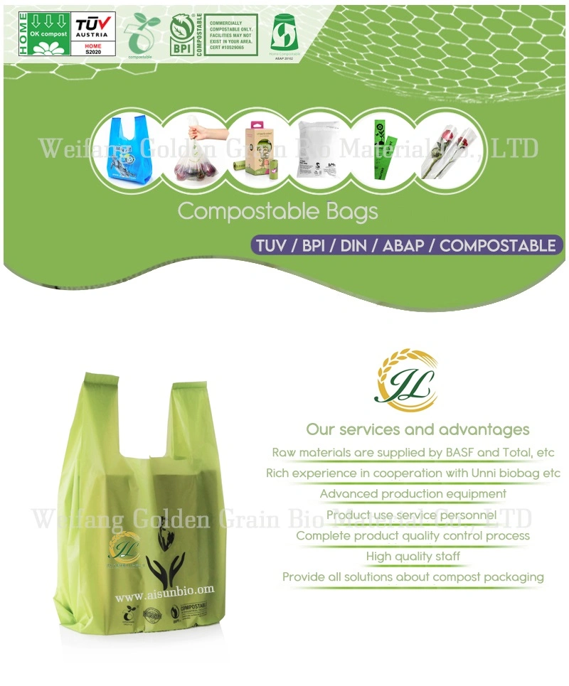 Wholesale Compostable PLA Shopping Bag 100% Biodegradable Plastic Bags