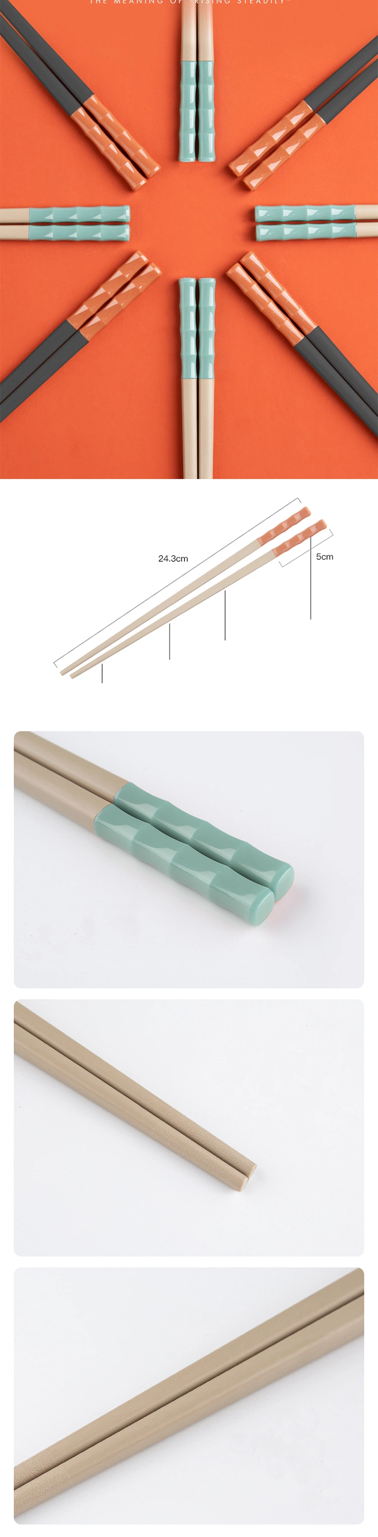 Bamboo Pattern Pet Fiberglass Chopsticks with Anti Slip Head Design