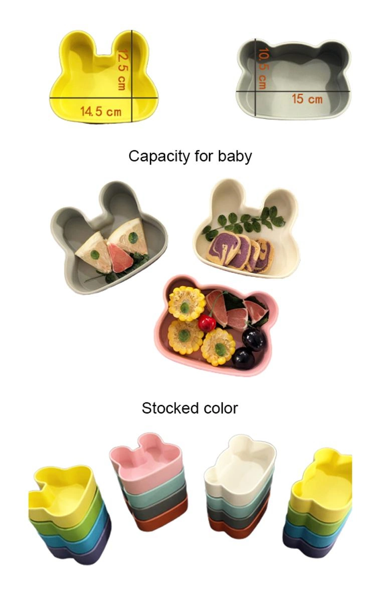 Environmentally Friendly 100% Biodegradable Rabbit-Shaped Solid Color Children′ S Tableware Plate