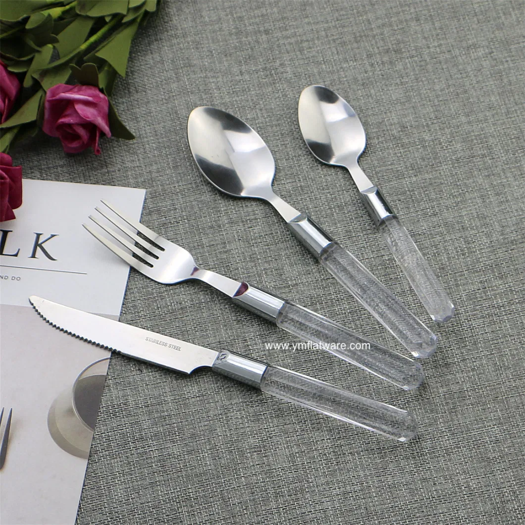 24 PCS Plastic Handle Cutlery Set with PVC Box