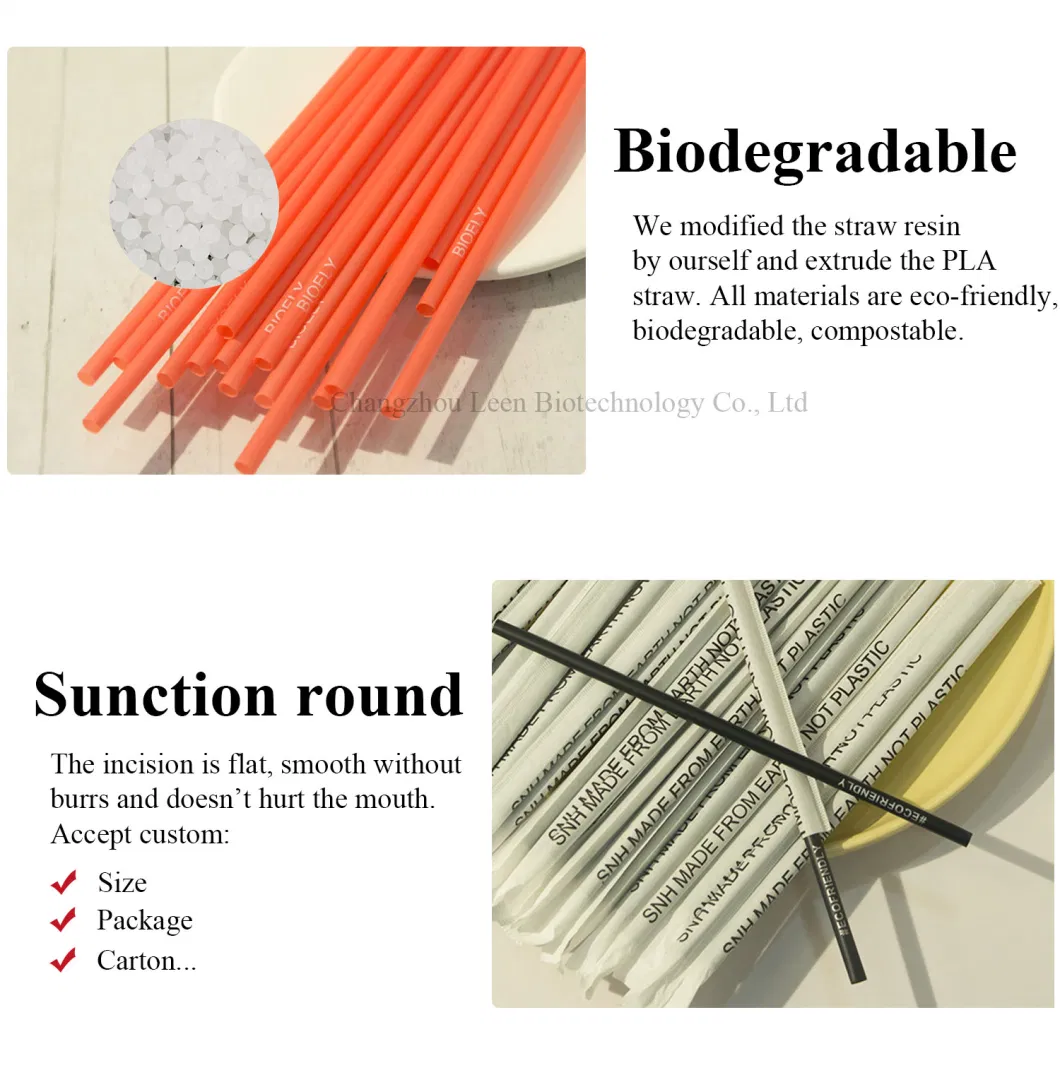 8*200 Biodegradable Compostable PLA Drinking Straw Custom Logo Factory Price